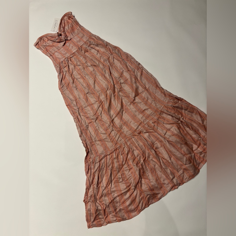 L*Space Coral/Pink ‘Melody’ Striped A-Line Dress